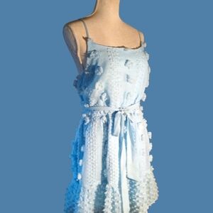 The Flying Tomato Blue Detailed Chiffon  Dress